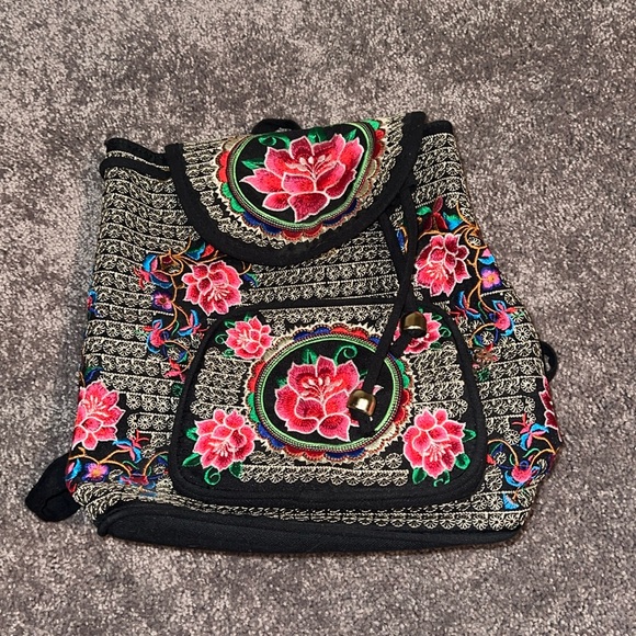 Flower Embroidery Backpack - Picture 1 of 3
